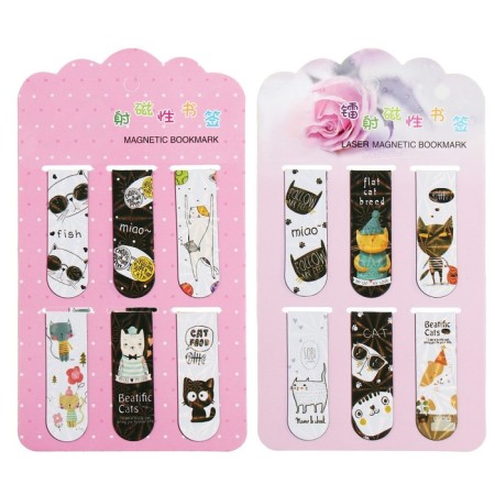 A set of magnetic bookmark for books Calligrata 6 pieces, "cats", mix-1