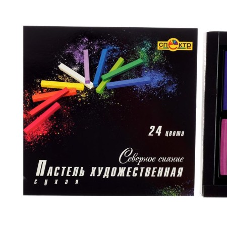 Pastel dry, set 24 colors, Hard, spectrum "Northern Lights", D-8.5mm /L-68mm, square section, art-4