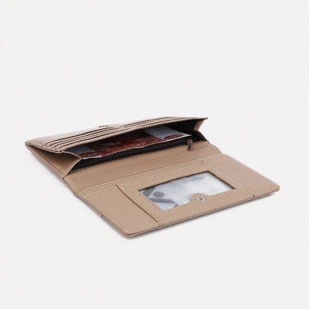 Women's wallet on the button, beige color-3