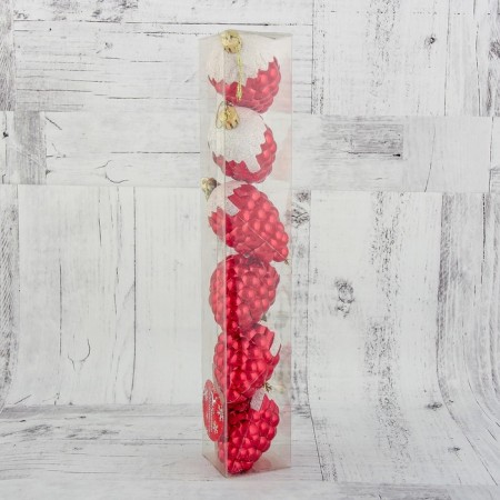 Decoration of the Christmas tree "berry" (set 6 pcs) 6.5x4 cm, red-1