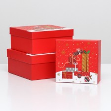 A set of boxes 3 in 1 15.5x15.5x7.5 - 18x18x8.5 - 20x20x9.5 cm.