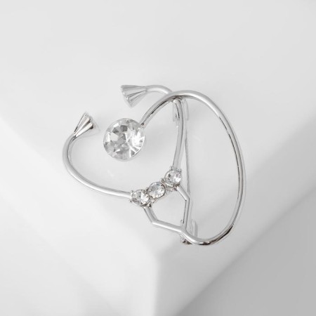 Brooch "Stethoscope" is large, the color is white in silver