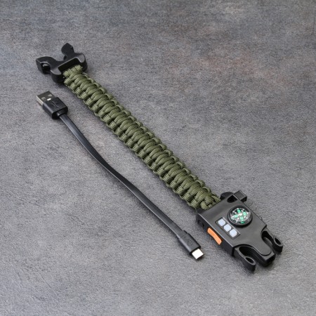 5B1 survival bracelet (paracord - 3 m, compass, whistle, fire, lantern), olive-4