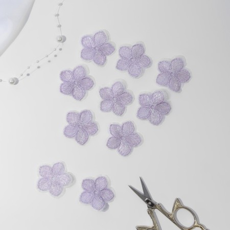 Knitted elements "flowers", 3.5 × 3.5 cm, 10 pcs, lilac color/chameleon-1