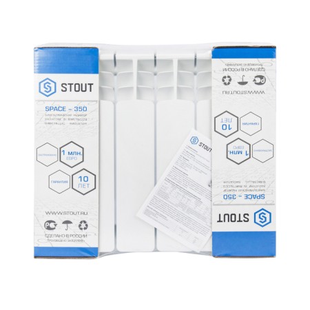 Bimetallic radiator Stout Space 350, 350 x 90 mm, 6 sections-8