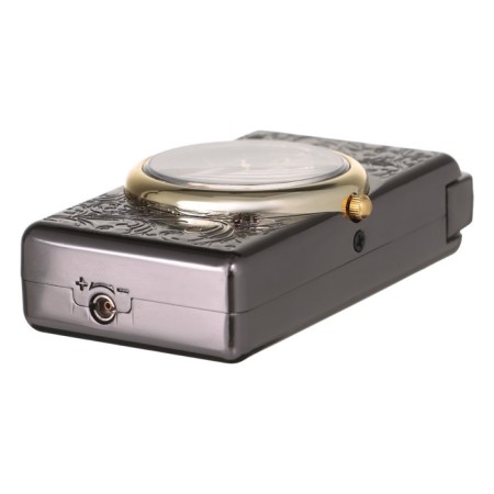 Gas lighter with clock, piezo, flame adjustment, 2 x 3.7 x 6.8 cm-2