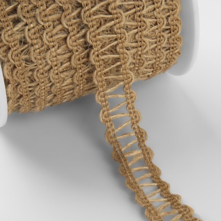 Weekes decorative canvas "Sig-zag", 12 mm, 10 ± 0.5 m, beige color-1