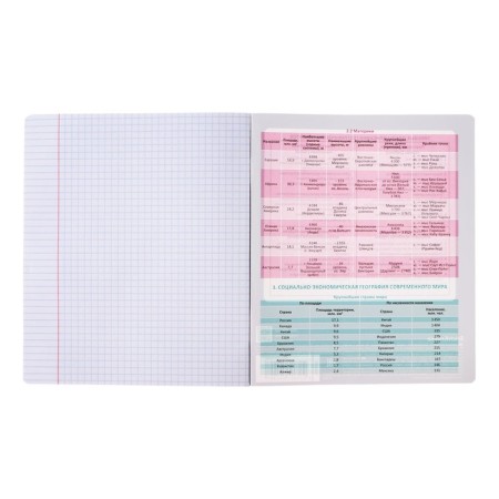 Subject notebook, 48 sheets, cage, geography Erichkrause "Persons", plastic cover silk-screen covers, Blok OFSET 100%, information block-8