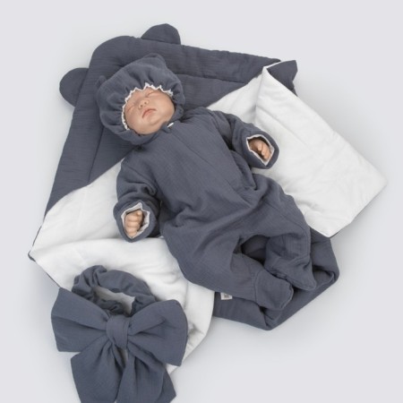 Kinderlitto “Muslin” discharge kit, 4 items, height 50-56 cm, Denim color-2