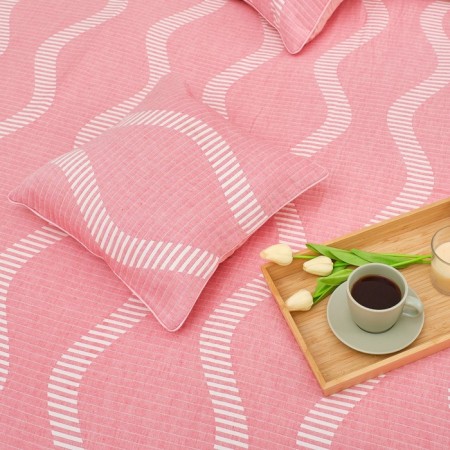 Pillowcase decorative Ethel "Waves" color pink 40x40 cm, 100% cotton-1