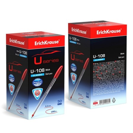 Ballpoint pen Erichkrause U-108 Classic Stick 1.0, Ultra Glide Technology, Ink red-2