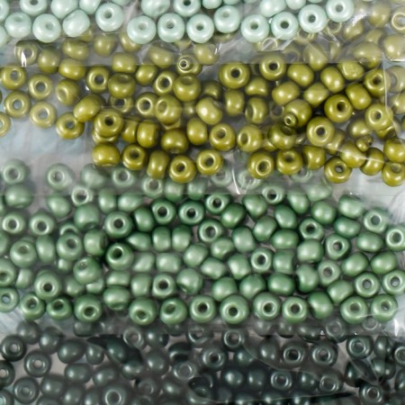 Round beads 6/0 "Forest shades" 6 colors x 10 g 20x8 cm-1