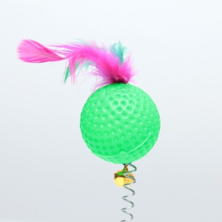 Teaser "corrugated ball with feathers on a suction cup", a ball 3.8 cm, green-3