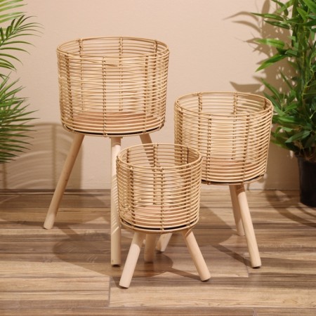 A set of wicker pots, 3 pcs, height 44x44x56 cm