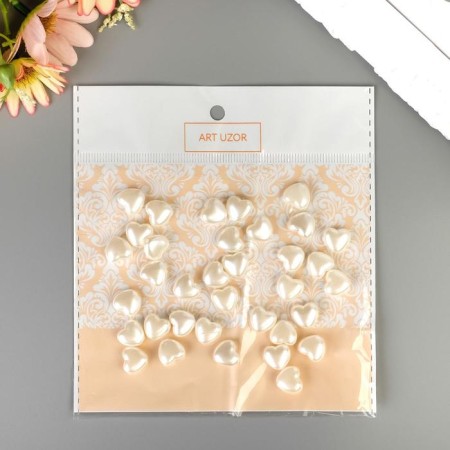 A set of beads for creativity Plastic "Pearl Heart" set 35 pcs 1x1 cm-3