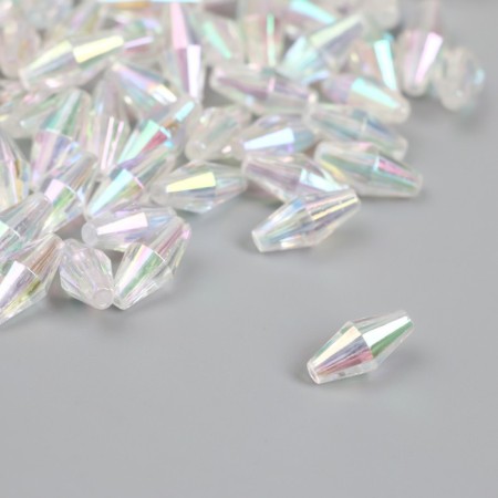 Beads for creativity Plastic "Rhombus Crystal Holography White" set 20 grams 0.6x0.6x1.2 cm