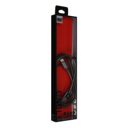 Lightning cable - usb, 2.1 a, metal braid, 1 meter, black-3