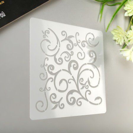 Stencil plastic "curls - plant pattern" 13x13 cm-1