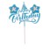 Topper "Happy Birthday", unicorn, blue color