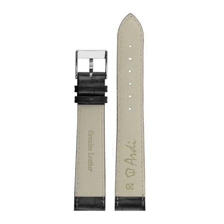 Watch strap, male, 20 mm, harness 75 mm, larynx 115 mm, genuine leather, black-2
