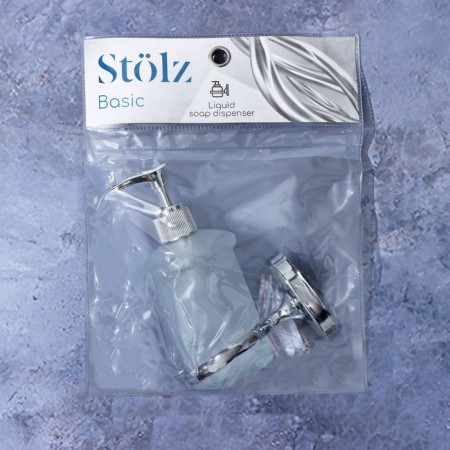 A dispenser for liquid soap with the holder of Stephalz Stölz "Neo", 150 ml, glass, matte-4