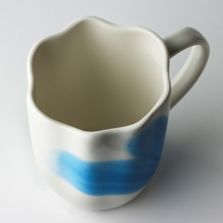 Mug ceramic uneven edge "divorces", 350 ml, blue color-5