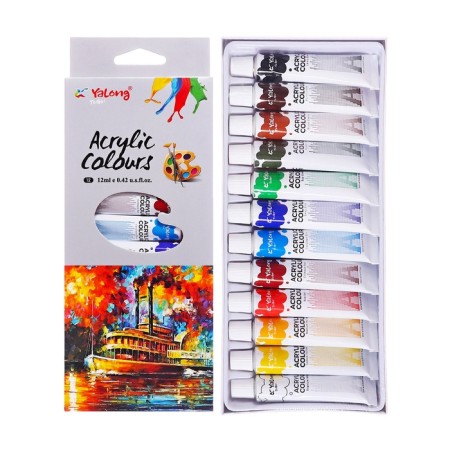 Acrylic paints 12 colors in a metal tube 12 ml in a cardboard box