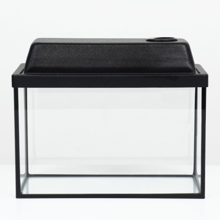 Aquarium "rectangular" with a lid, 10 liters, 32 x 15 x 21/26 cm, black-1
