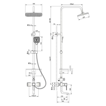 The Lemark Evitta LM0562C shower system, single -leaf, tropical shower, watering can-1