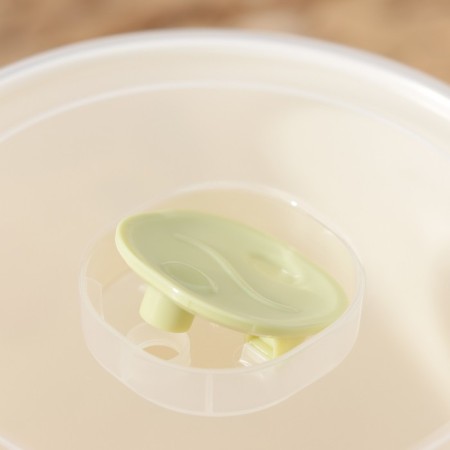 A circle container with a lid, 750 ml, 13.7 × 11.2 × 10.5 cm, decor, light-beige color-3
