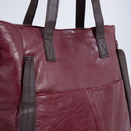 Zipper bag with zipper, burgundy color-3