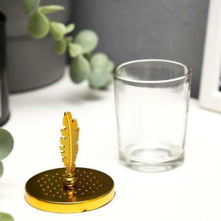 Glass of Glass for 1 candle "Peep" gold 11x5.5x5.5 cm-2