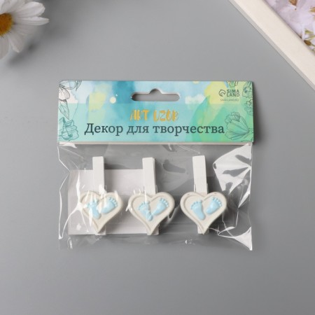 Decor for creativity tree "Procher. Heart with legs" Blue set 3 pcs 1.7x3x5 cm-3