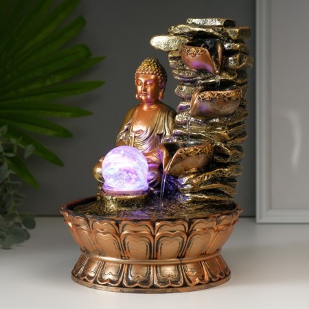Table Polystone Foundation 220V "Buddha at a cliff with bowls" 30x21x21 cm-3