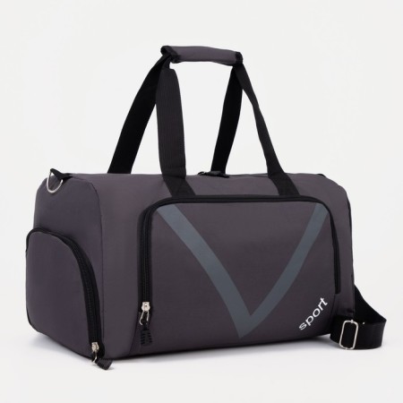Sports bag with lightning, shoe department, external pocket, gray color