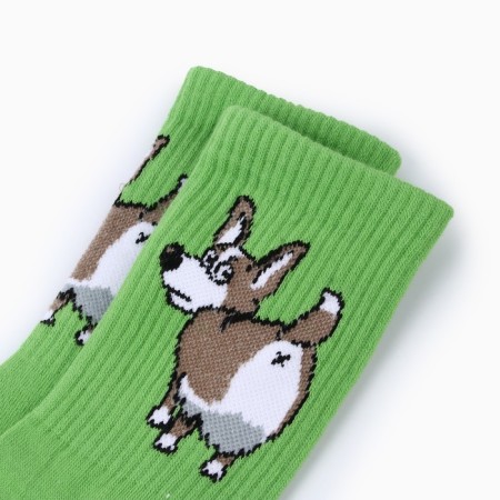 Women's socks "Corgi", green color, size 36-40-1