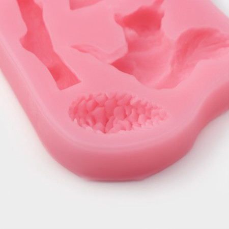 Mold Dolyana "Squirrels and nuts", silicone, 10 × 7 × 1.5 cm, pink color-2