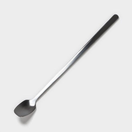 Ceramic mug with a spoon "Abstract", 400 ml, black and white color-3