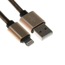 Lightning cable - usb, 2.1 a, nylon braid, 1 meter, golden