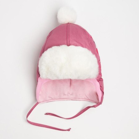 Kitty hat for a girl, lingonberry color, size 46-1