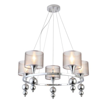 Suspended EVOLUCE lamp. Sle107103-05. Pazione. 5x40 watts, E14, 63x63x30 cm, chromium color