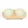 Double ceramic bowls on a stand of 2 x 450 ml 28.5 x 15.5 x 7 cm, light green