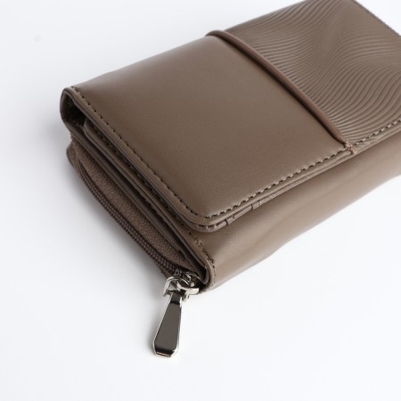 Women's wallet on the button, khaki color-3