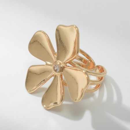 Ring metal "Flower" sakura, white color in gold, dimensionless-1