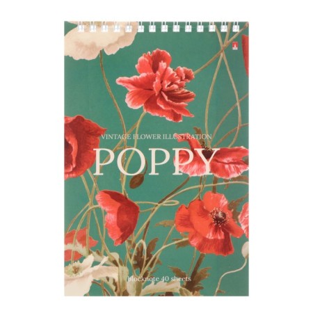 Notepad A5, 40 sheets on the crest "Flowers" Pattern, cover of laminated cardboard, block 55 g/m2, mix-6