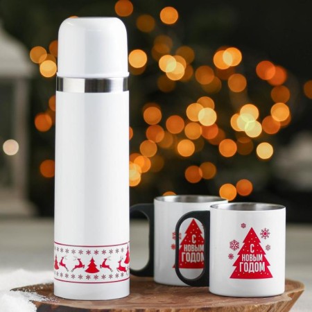 The set "Happy New Year" :: thermos 500 ml, a mug 200 ml, 2 pcs.-1