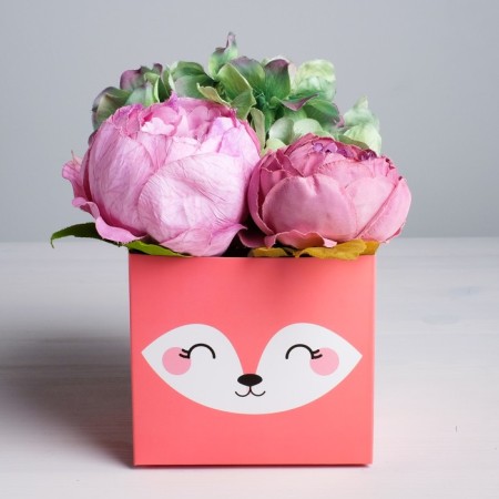 Box for flowers with the topper "Fox", 11 x 12 x 10 cm-1