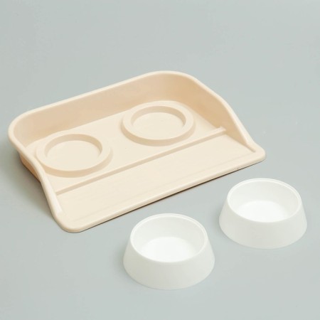 MISKS WITH BOOK "Felix" 0.3 l, 41 x 30 x 6 cm, beige tray, white bowls-3