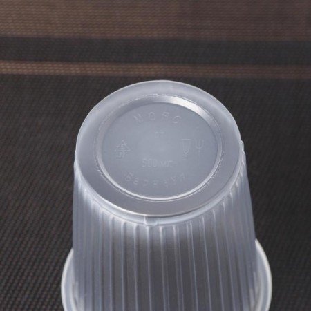 A glass with a lid plastic disposable "ribbed", 500 ml, the color is transparent-2