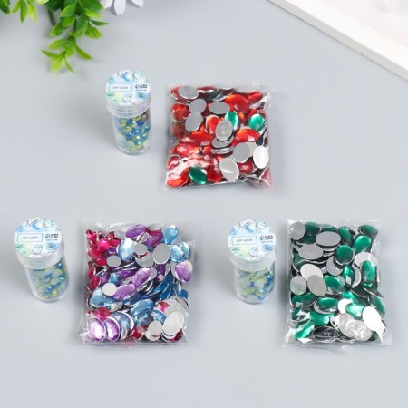 Decor "Semiobusins ​​and rhinestones. Gradient blue-gold" d = 6 mm 10g 200 pcs 5x2.5 cm mix